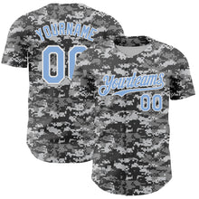 Load image into Gallery viewer, Custom Camo Light Blue-White 3D Authentic Salute To Service Baseball Jersey