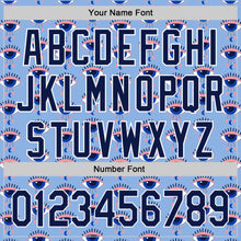 Load image into Gallery viewer, Custom Light Blue Navy-White 3D Pattern Design Evil Eyes Authentic Baseball Jersey