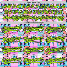 Load image into Gallery viewer, Custom Pink Neon Green-Black 3D Pattern Design Evil Eyes Authentic Baseball Jersey