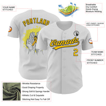 Load image into Gallery viewer, Custom White Yellow-Black 3D Childhood Cancer Gold Ribbon Authentic Baseball Jersey