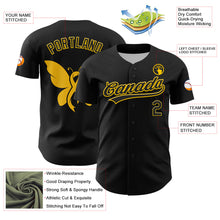 Load image into Gallery viewer, Custom Black Yellow 3D Childhood Cancer Gold Ribbon Authentic Baseball Jersey