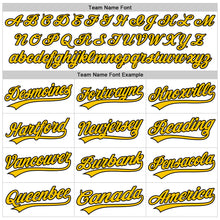 Load image into Gallery viewer, Custom White Yellow-Black 3D Childhood Cancer Gold Ribbon Authentic Baseball Jersey