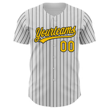 Load image into Gallery viewer, Custom White Black Pinstripe Yellow 3D Childhood Cancer Gold Ribbon Authentic Baseball Jersey