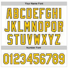 Load image into Gallery viewer, Custom White Black Pinstripe Yellow 3D Childhood Cancer Gold Ribbon Authentic Baseball Jersey