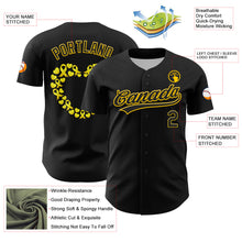 Load image into Gallery viewer, Custom Black Yellow 3D Childhood Cancer Gold Ribbon Authentic Baseball Jersey