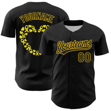 Load image into Gallery viewer, Custom Black Yellow 3D Childhood Cancer Gold Ribbon Authentic Baseball Jersey