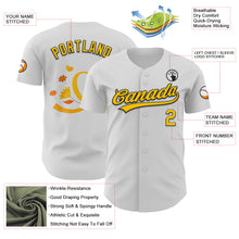 Load image into Gallery viewer, Custom White Yellow-Black 3D Childhood Cancer Gold Ribbon Authentic Baseball Jersey