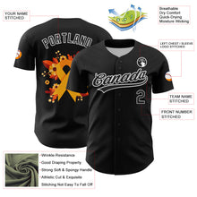 Load image into Gallery viewer, Custom Black Yellow-White 3D Childhood Cancer Gold Ribbon Authentic Baseball Jersey