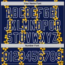 Load image into Gallery viewer, Custom Navy White 3D Tropical Hawaii Flower Authentic Baseball Jersey