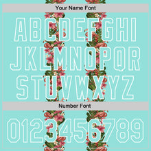 Load image into Gallery viewer, Custom Ice Blue White 3D Tropical Hawaii Plant And Flamingo Authentic Baseball Jersey