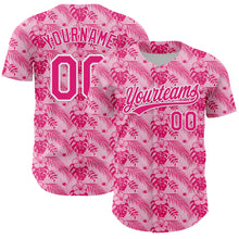Load image into Gallery viewer, Custom Hot Pink White 3D Tropical Hawaii Jungle Leaves And Flower Authentic Baseball Jersey