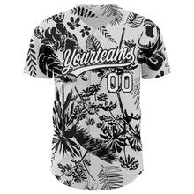 Load image into Gallery viewer, Custom White Black 3D Tropical Hawaii Jungle Plant Authentic Baseball Jersey