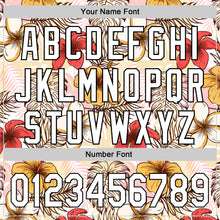 Load image into Gallery viewer, Custom White Black 3D Tropical Hawaii Jungle Leaves And Flower Authentic Baseball Jersey