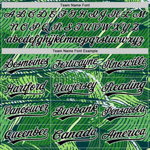 Load image into Gallery viewer, Custom Green Black-White 3D Tropical Hawaii Jungle Leaves Authentic Baseball Jersey