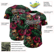Load image into Gallery viewer, Custom Black White 3D Tropical Hawaii Jungle Leaves And Flower Authentic Baseball Jersey