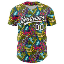 Load image into Gallery viewer, Custom White Black 3D Tropical Hawaii Jungle Plant Authentic Baseball Jersey