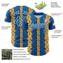 Load image into Gallery viewer, Custom Blue White 3D Tropical Hawaii Flower Authentic Baseball Jersey