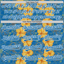 Load image into Gallery viewer, Custom Blue White 3D Tropical Hawaii Flower Authentic Baseball Jersey