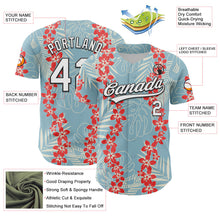 Load image into Gallery viewer, Custom Shadow Blue White-Black 3D Tropical Hawaii Leaves And Flower Authentic Baseball Jersey