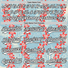 Load image into Gallery viewer, Custom Shadow Blue White-Black 3D Tropical Hawaii Leaves And Flower Authentic Baseball Jersey