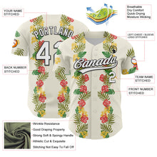 Load image into Gallery viewer, Custom White Black 3D Tropical Hawaii Leaves And Flower Authentic Baseball Jersey