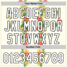 Load image into Gallery viewer, Custom White Black 3D Tropical Hawaii Leaves And Flower Authentic Baseball Jersey