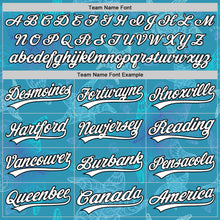 Load image into Gallery viewer, Custom Panther Blue White-Black 3D Tropical Hawaii Jungle Leaves Authentic Baseball Jersey