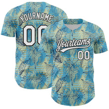 Load image into Gallery viewer, Custom Panther Blue White-Black 3D Tropical Beach Hawaii Flower Authentic Baseball Jersey