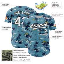 Load image into Gallery viewer, Custom Shadow Blue White-Black 3D Tropical Beach Island Hawaii Palm Tree Authentic Baseball Jersey