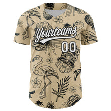 Load image into Gallery viewer, Custom City Cream White-Black 3D Tropical Hawaii Plant And Flamingo Authentic Baseball Jersey
