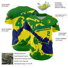 Load image into Gallery viewer, Custom Grass Green US Navy Blue-Light Yellow 3D Brazil Brazilian Flag Authentic Baseball Jersey