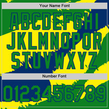 Load image into Gallery viewer, Custom Grass Green US Navy Blue-Light Yellow 3D Brazil Brazilian Flag Authentic Baseball Jersey