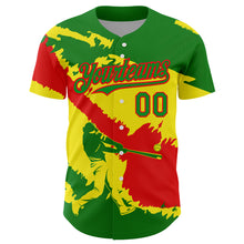 Load image into Gallery viewer, Custom Grass Green Fire Red-Light Yellow 3D Bolivia Bolivian Flag Authentic Baseball Jersey