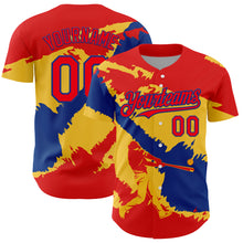 Load image into Gallery viewer, Custom Fire Red Royal-Yellow 3D Colombia Colombian Flag Authentic Baseball Jersey