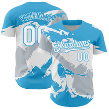 Load image into Gallery viewer, Custom Sky Blue White-Silver 3D Guatemala Guatemalan Flag Authentic Baseball Jersey