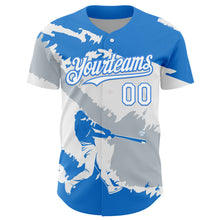 Load image into Gallery viewer, Custom Electric Blue White-Silver 3D Honduras Honduran Flag Authentic Baseball Jersey
