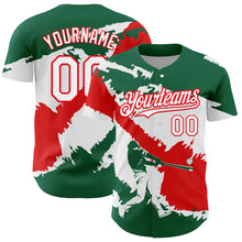 Load image into Gallery viewer, Custom Kelly Green White-Fire Red 3D Mexico Mexican Flag Authentic Baseball Jersey
