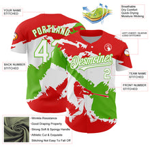 Load image into Gallery viewer, Custom Fire Red White-Aurora Green 3D Peru Peruvian Flag Authentic Baseball Jersey