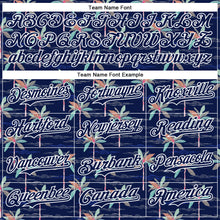 Load image into Gallery viewer, Custom Navy White 3D Hawaii Beach Tropical Palm Tree Authentic Baseball Jersey