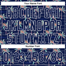 Load image into Gallery viewer, Custom Navy White 3D Hawaii Beach Tropical Palm Tree Authentic Baseball Jersey