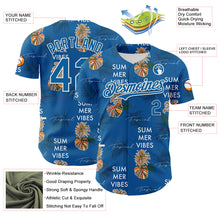 Load image into Gallery viewer, Custom Blue White 3D Hawaii Tropical Leaves Summer Vibes Authentic Baseball Jersey