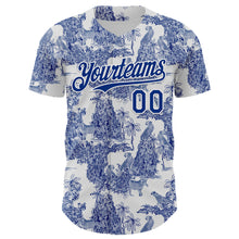 Load image into Gallery viewer, Custom White Royal 3D Hawaii Tropical Jungle Leopard Authentic Baseball Jersey
