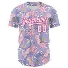 Load image into Gallery viewer, Custom Light Purple White-Pink 3D Hawaii Beach Tropical Octopus Authentic Baseball Jersey
