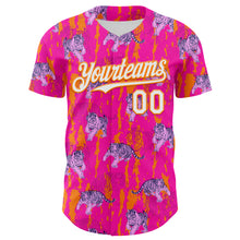 Load image into Gallery viewer, Custom Deep Pink White-Bay Orange 3D Hawaii Tropical Animal Tiger Authentic Baseball Jersey