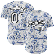 Load image into Gallery viewer, Custom White Black 3D Hawaii Island Tropical Palm Tree Authentic Baseball Jersey