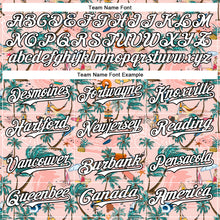 Load image into Gallery viewer, Custom Medium Pink White-Black 3D Hawaii Beach Tropical Palm Tree Surfing Authentic Baseball Jersey