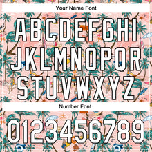 Load image into Gallery viewer, Custom Medium Pink White-Black 3D Hawaii Beach Tropical Palm Tree Surfing Authentic Baseball Jersey