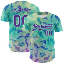 Load image into Gallery viewer, Custom Ice Blue Purple 3D Hawaii Tropical Marine Creature Authentic Baseball Jersey