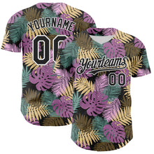 Load image into Gallery viewer, Custom Black White 3D Hawaii Tropical Palm Leaves Authentic Baseball Jersey