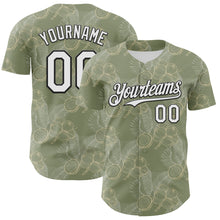 Load image into Gallery viewer, Custom Olive White-Black 3D Hawaii Tropical Coconut Tree Authentic Baseball Jersey